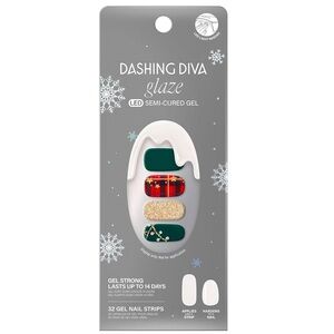 NEW: Dashing Diva Glaze - Victorian Plaid - Holiday Christmas Nail Wraps LED GEL
